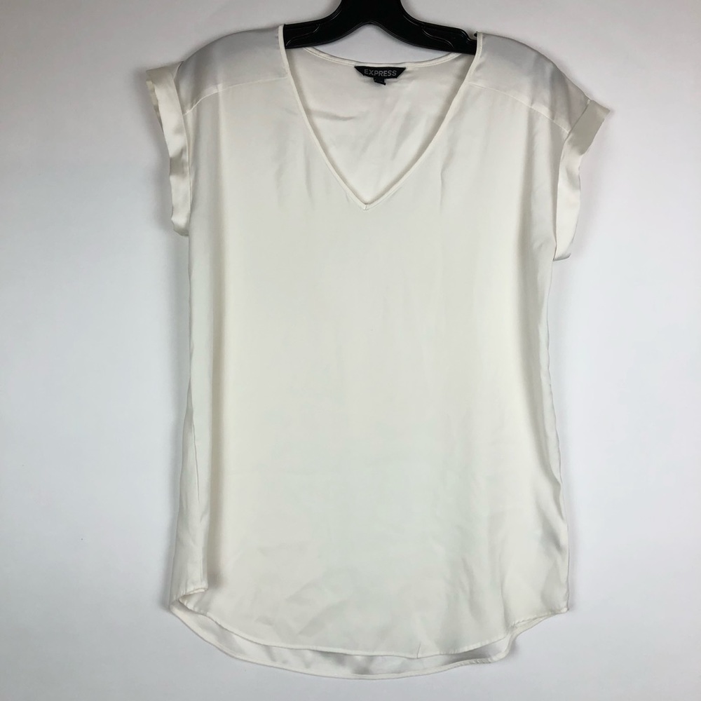 Express V-Neck Work Blouse Silk Feeling Size M